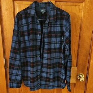 Woolrich Men's Blue and Black Plaid Shirt Jacket